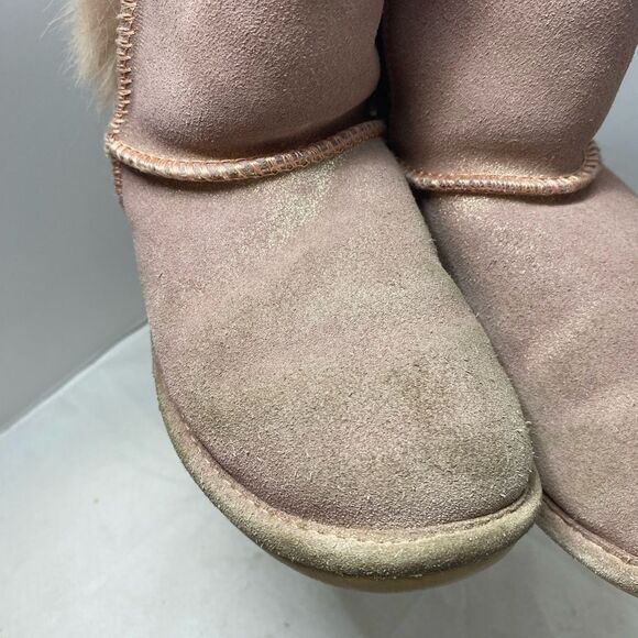 BEARPAW Elle Exotic Pink faux fur Youth Boots - Size 12 - GUC - Picture 6 of 10